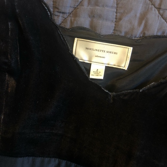 Anthropologie / Moulinette Soeurs Black A-Line Dress with Velvent Bodice Sz 2 - Picture 4 of 10